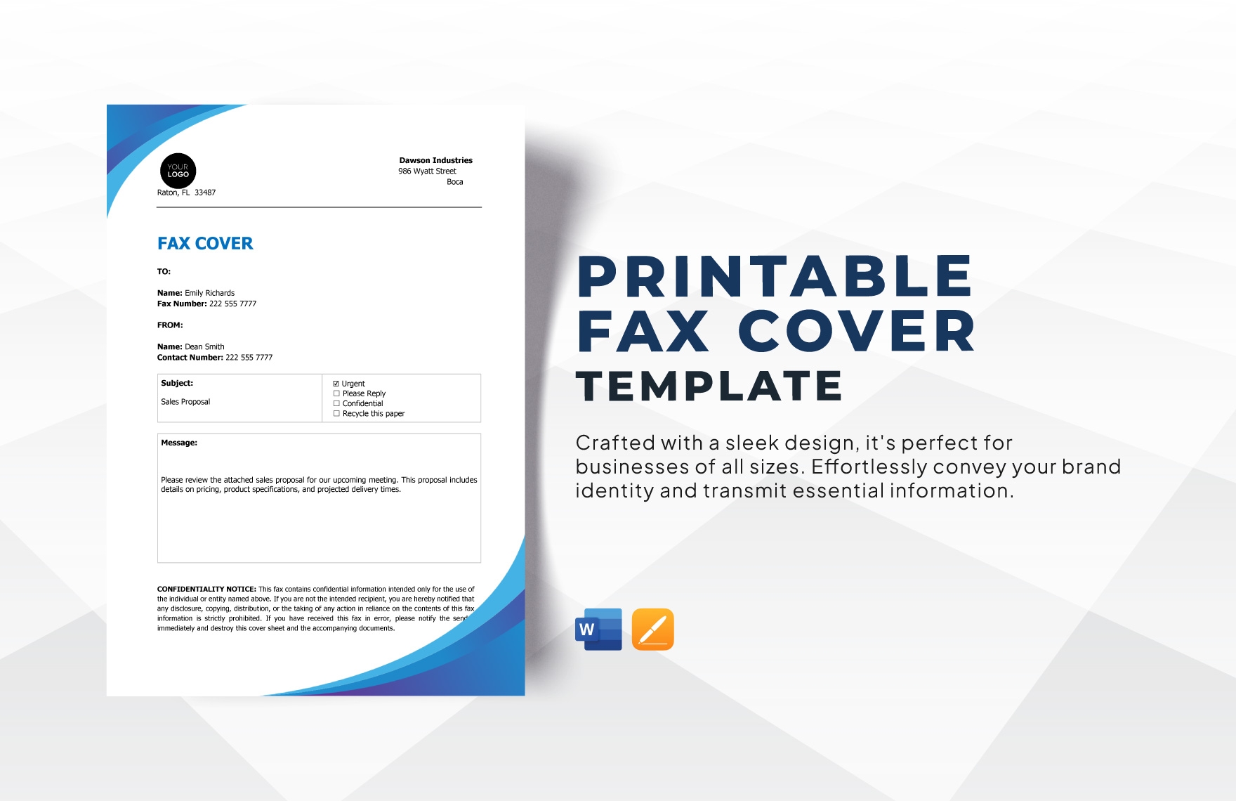 Fax Cover Template Printable