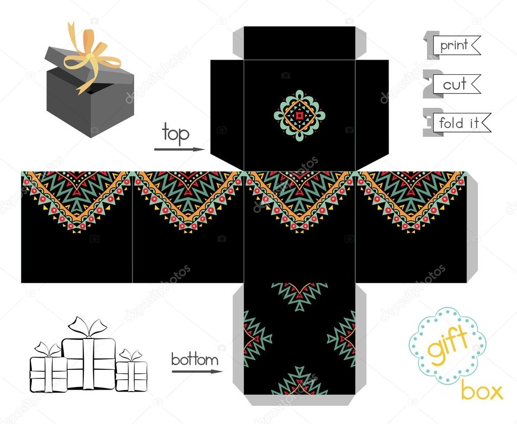 Printable Gift Box With Abstract Mexican Pattern Stock Vector By KsanasK 57757325