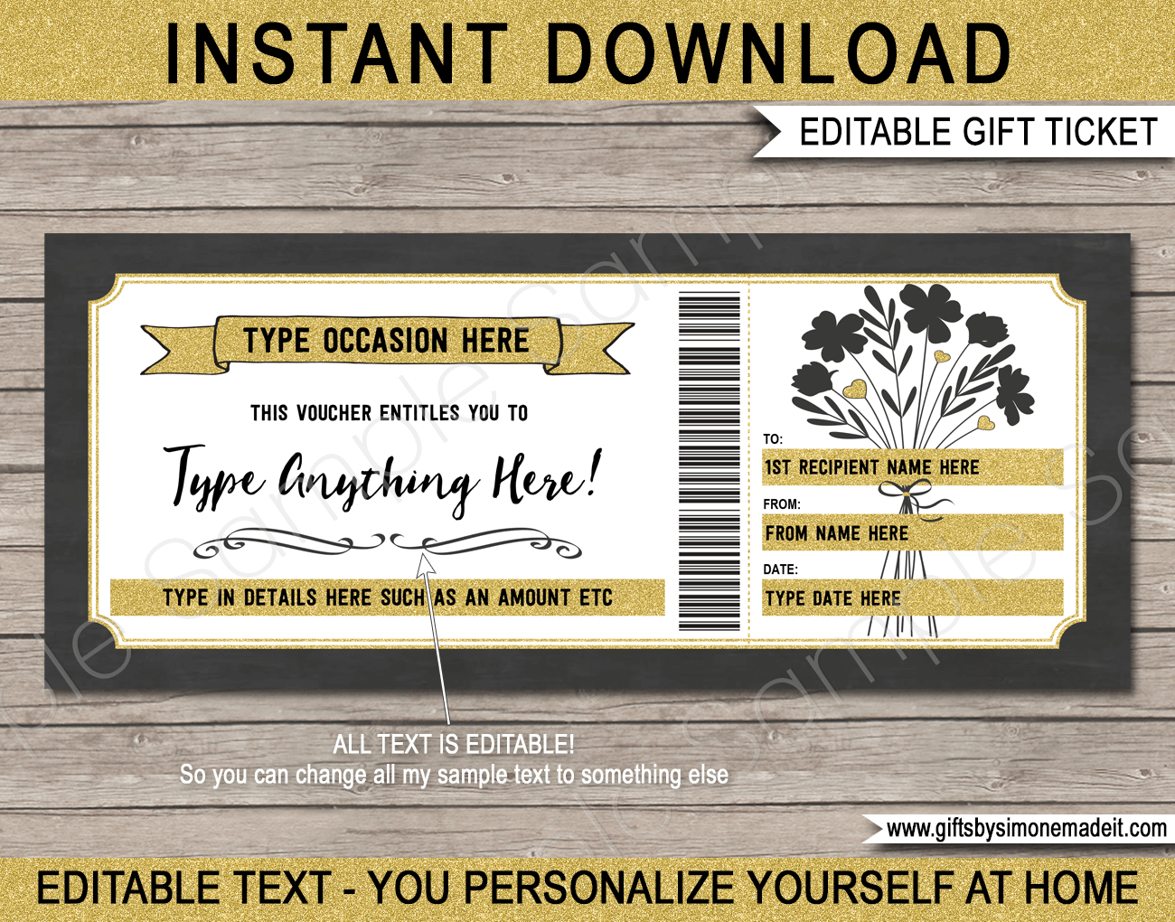 Printable Gift Voucher Template Gift Certificate Gift Card Editable Text Printable Gift Voucher Template Gift Certificate Gift Card Editable Text