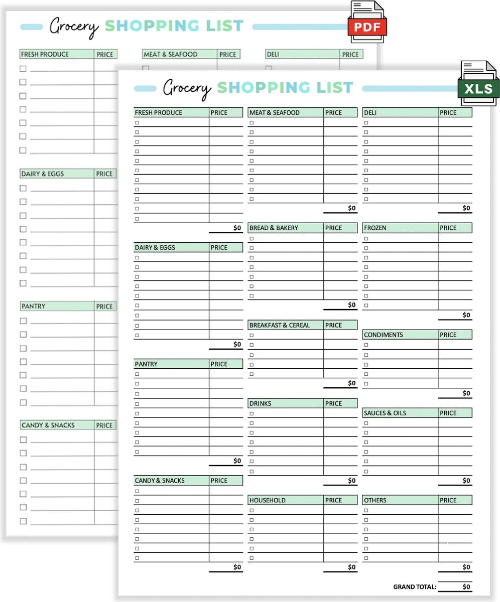 Excel Spreadsheet Printable Grocery List Template Word Excel Spreadsheet Printable Grocery List Template Word
