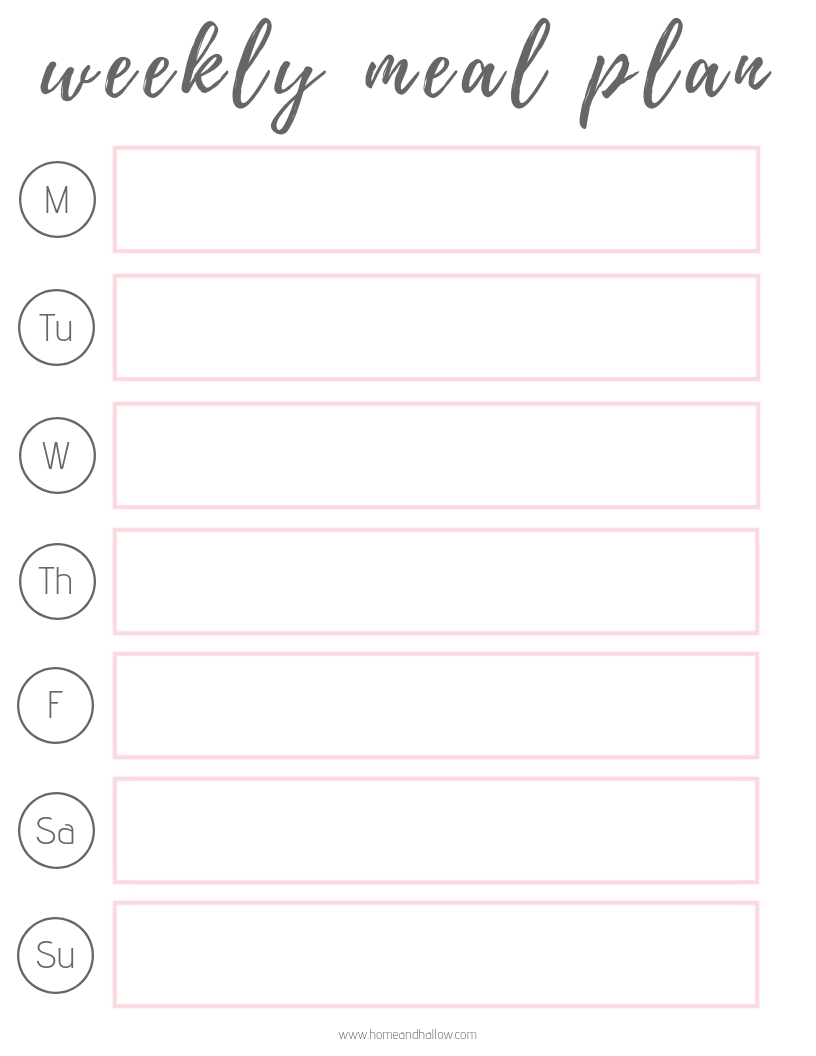 Free Printable Weekly Meal Planner Template Free Printable Weekly Meal Planner Template