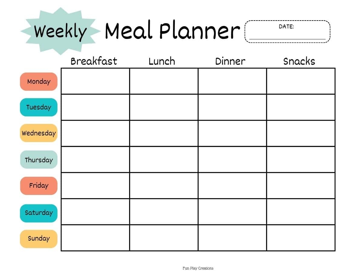 Printable Meal Planner Templates Free PDF Printable Meal Planner Templates Free PDF