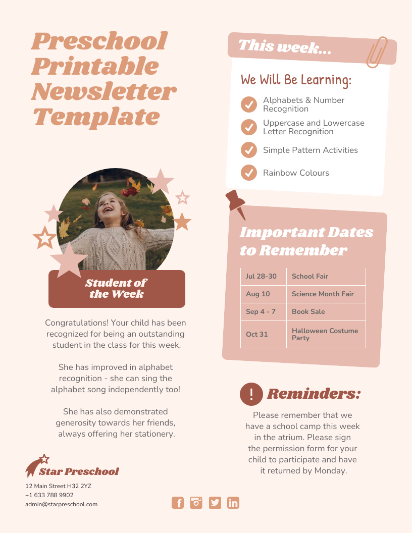 Printable Newsletter Template Venngage Printable Newsletter Template Venngage