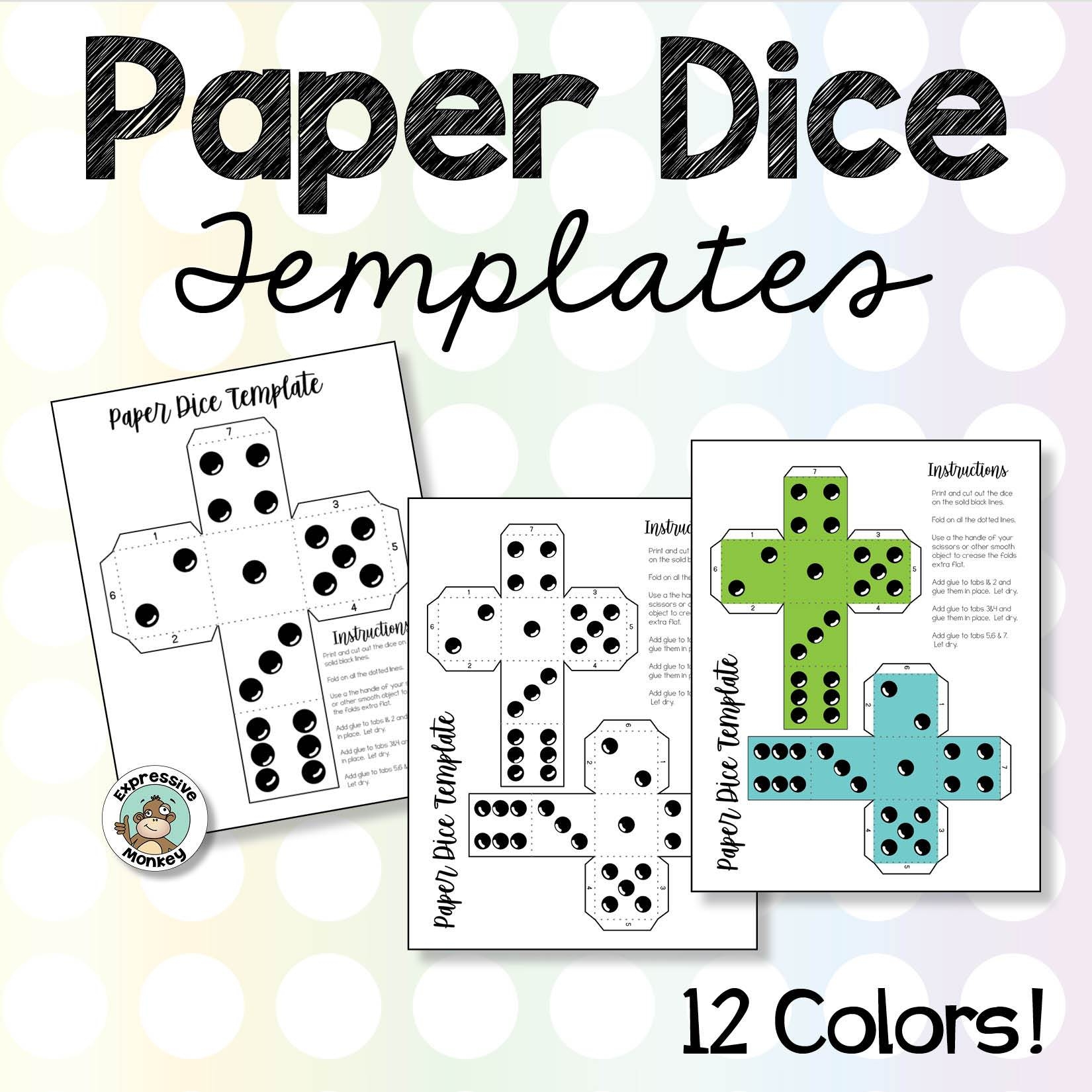 Printable Paper Dice Expressive Monkey Printable Paper Dice Expressive Monkey