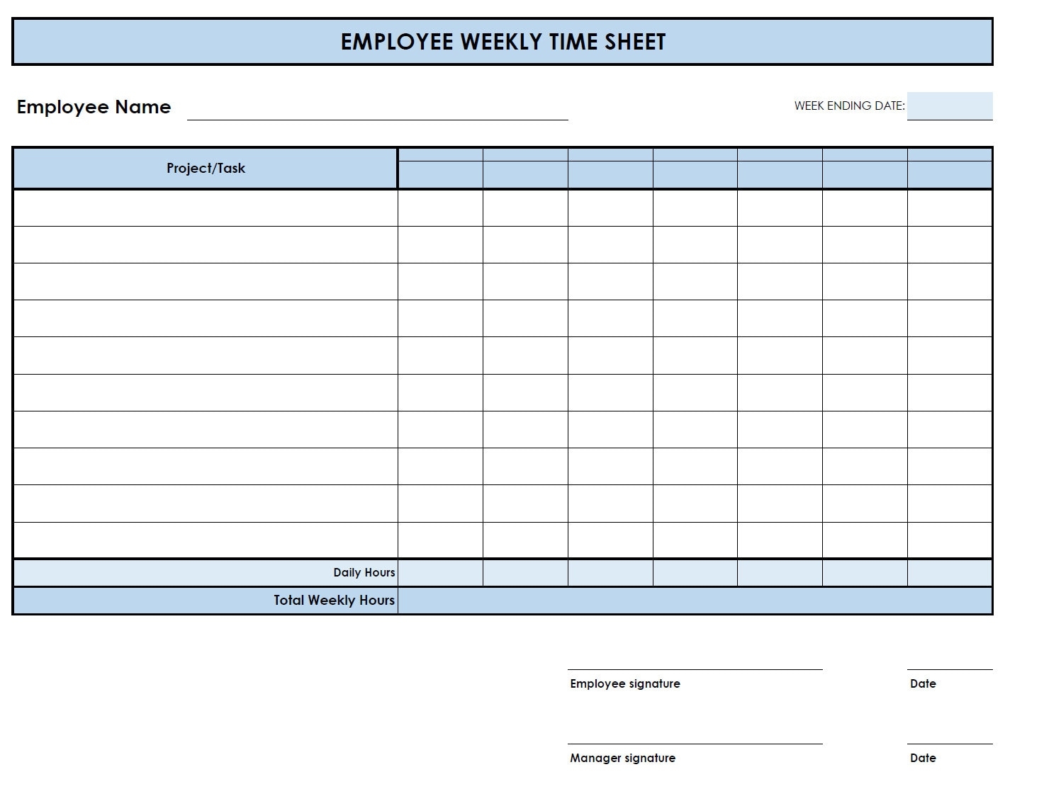 Printable Timesheet Template