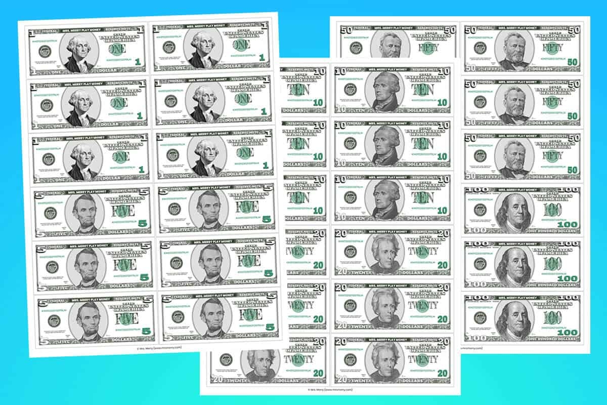 Printable Play Money For Kids Mrs Merry Printable Play Money For Kids Mrs Merry