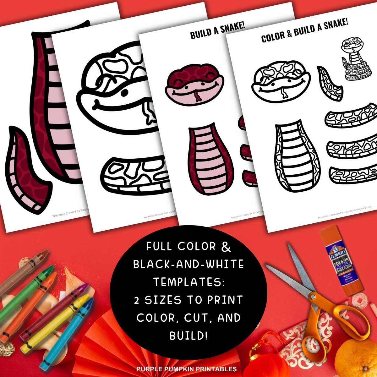 Printable Snake Paper Craft To Color Build For Chinese New Year Printable Snake Paper Craft To Color Build For Chinese New Year