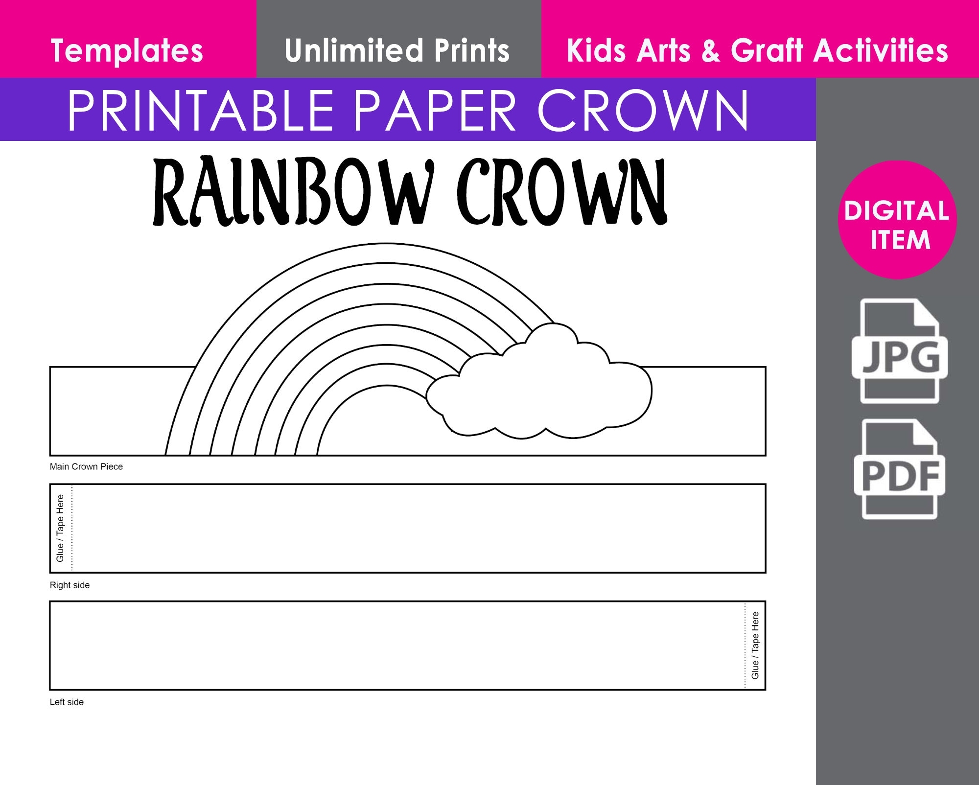 Rainbow Paper Crown Print And Cut Crown Template Party D cor Kids Accessories And Craft Birthday Party Printable Favor Costume DIY Etsy UK Rainbow Paper Crown Print And Cut Crown Template Party D cor Kids Accessories And Craft Birthday Party Printable Favor Costume DIY Etsy UK