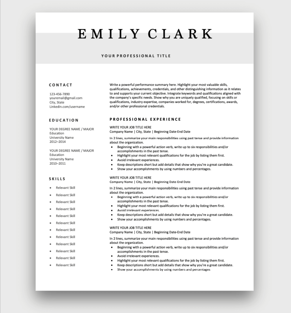 Resume Templates Free Download Customize In Microsoft Word Resume Templates Free Download Customize In Microsoft Word