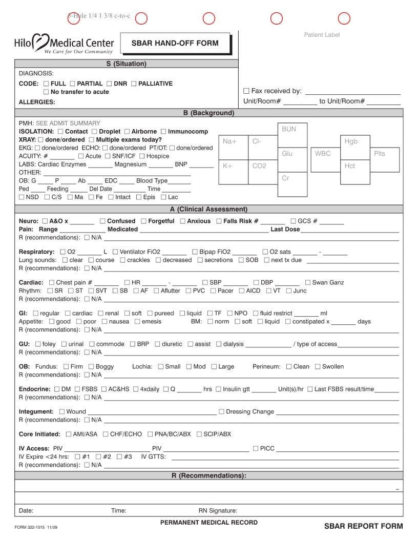 Sbar Chart Template Form Fill Out Printable PDF Forms Online Sbar Chart Template Form Fill Out Printable PDF Forms Online