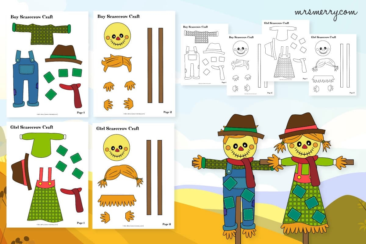 Scarecrow Template Cut And Paste Printable Craft Mrs Merry Scarecrow Template Cut And Paste Printable Craft Mrs Merry