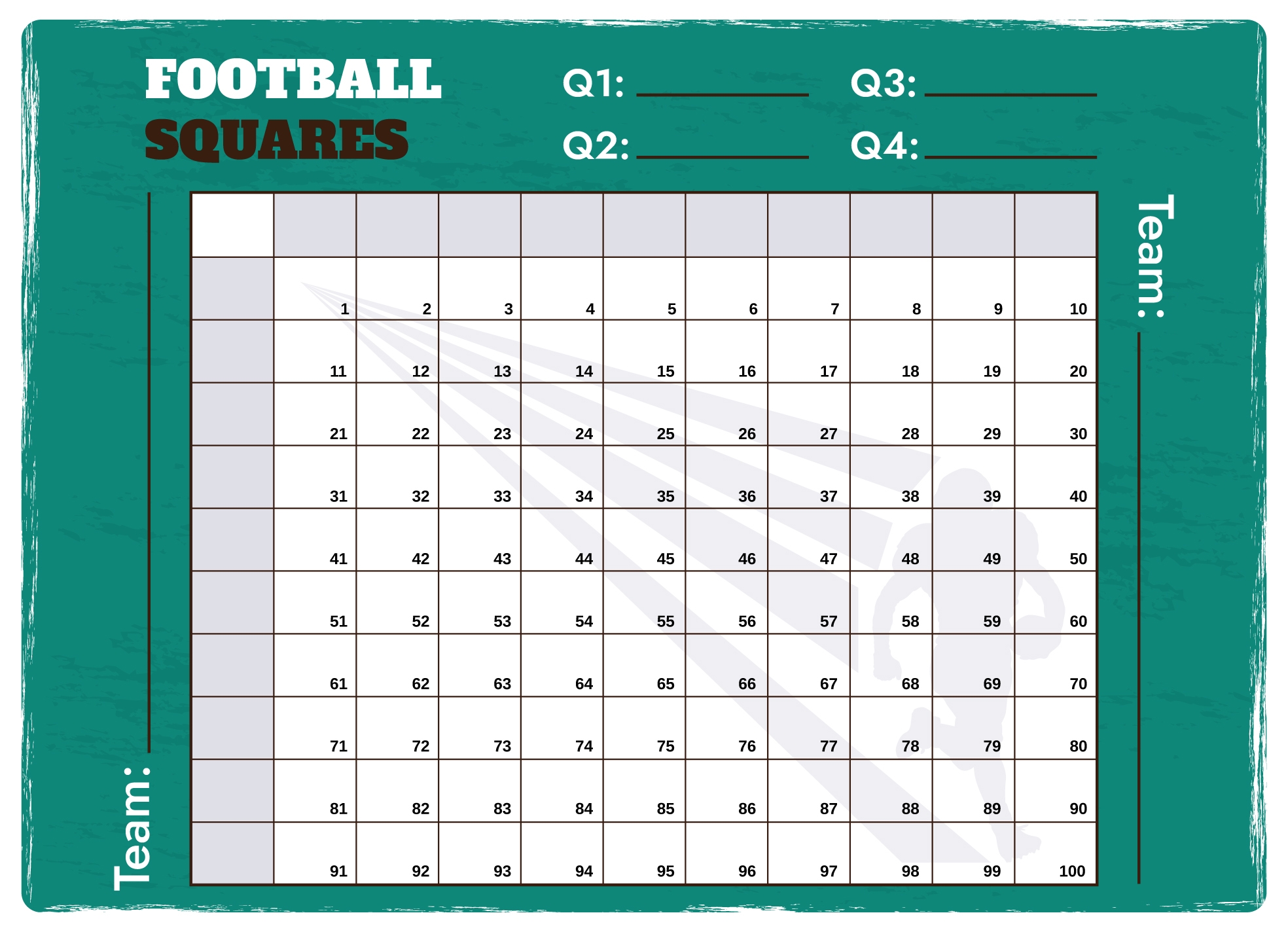Free Printable Super Bowl Square Template Free Printable Super Bowl Square Template