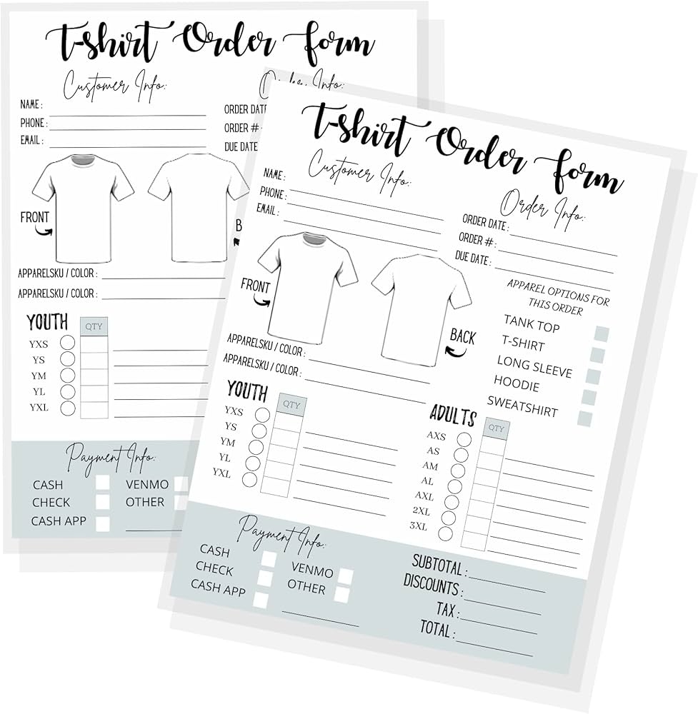 T Shirt Customized Order Form Hoodie Template Business Invoice 75 Pack 8 5 X 11 Inch Logbook Printable For Small Business New Orders Vinyl Stickers Sublimation Amazon de Stationery Office Supplies T Shirt Customized Order Form Hoodie Template Business Invoice 75 Pack 8 5 X 11 Inch Logbook Printable For Small Business New Orders Vinyl Stickers Sublimation Amazon de Stationery Office Supplies
