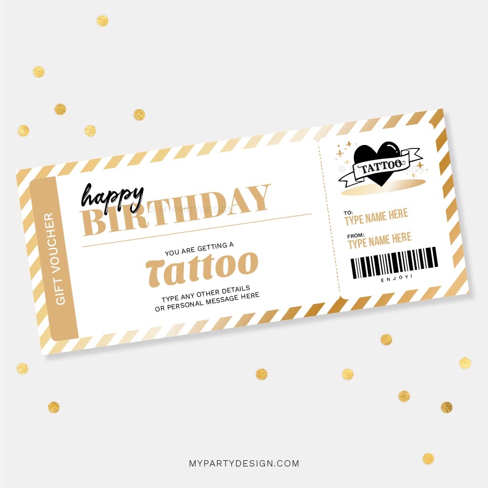 Tattoo Gift Voucher Template Printable PDF My Party Design Tattoo Gift Voucher Template Printable PDF My Party Design