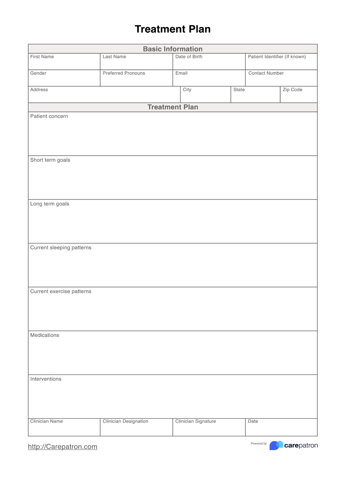 Treatment Plan Template Example Free PDF Download Treatment Plan Template Example Free PDF Download