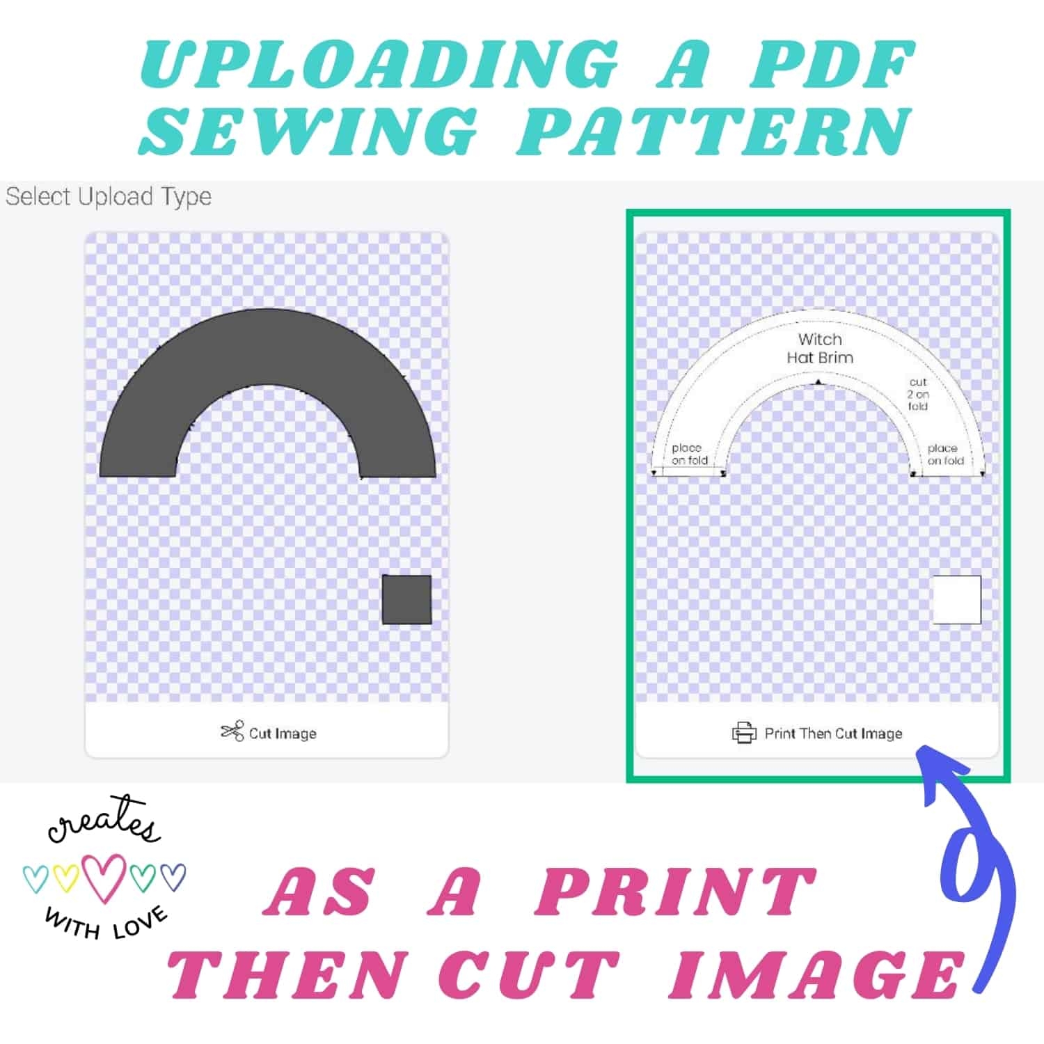 Uploading A PDF Sewing Pattern Using Print Then Cut Option Creates With Love
