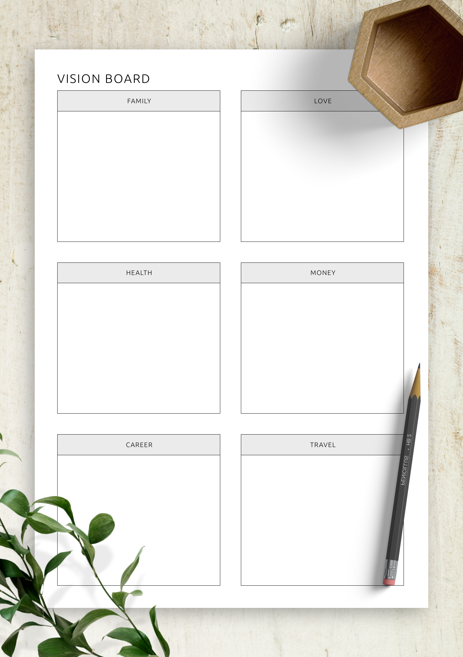 Printable Vision Board Template Printable Vision Board Template
