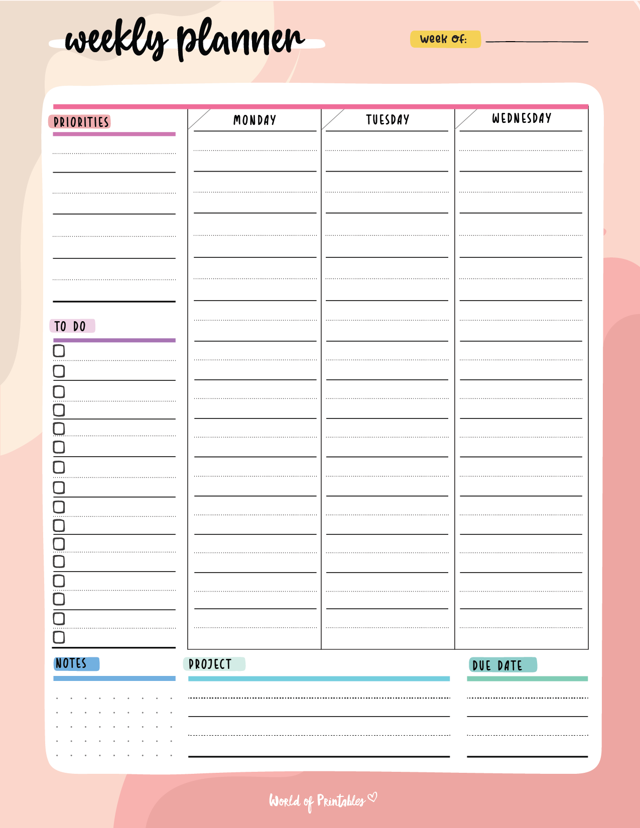 Printable Cute Weekly Planner Template Printable Cute Weekly Planner Template
