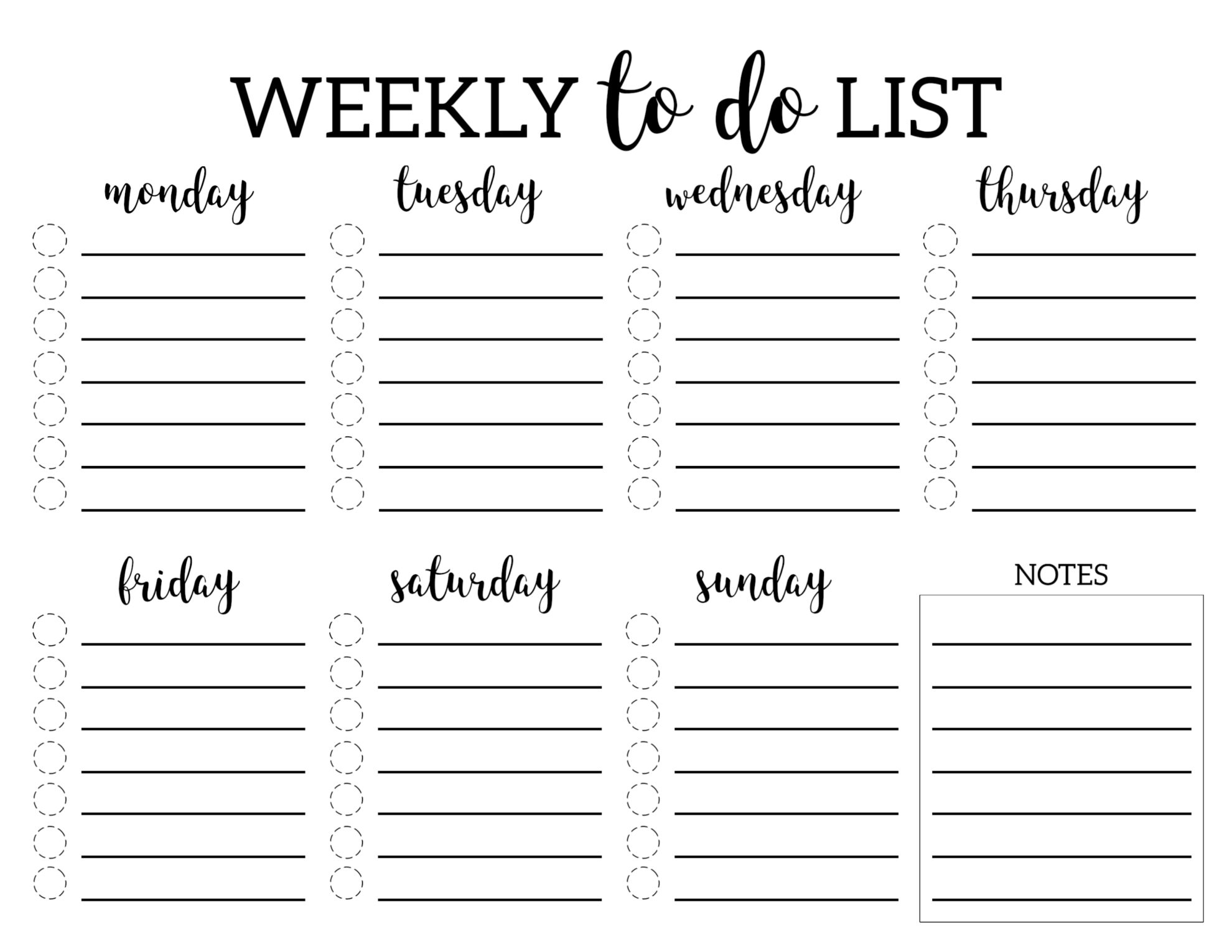 Weekly To Do List Printable Checklist Template Paper Trail Design Weekly To Do List Printable Checklist Template Paper Trail Design